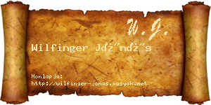 Wilfinger Jónás névjegykártya