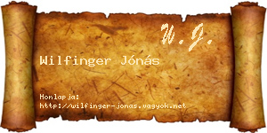 Wilfinger Jónás névjegykártya
